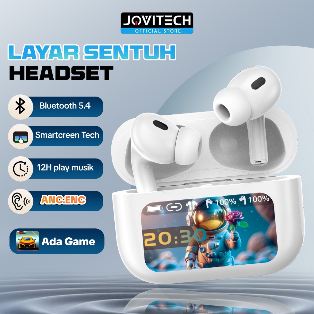 Jovitech EP55X WS EARBUDS PRO ANC/ENC TWS Earphone Headset Bluetooth V5.4 Smart Screen Include Game 
