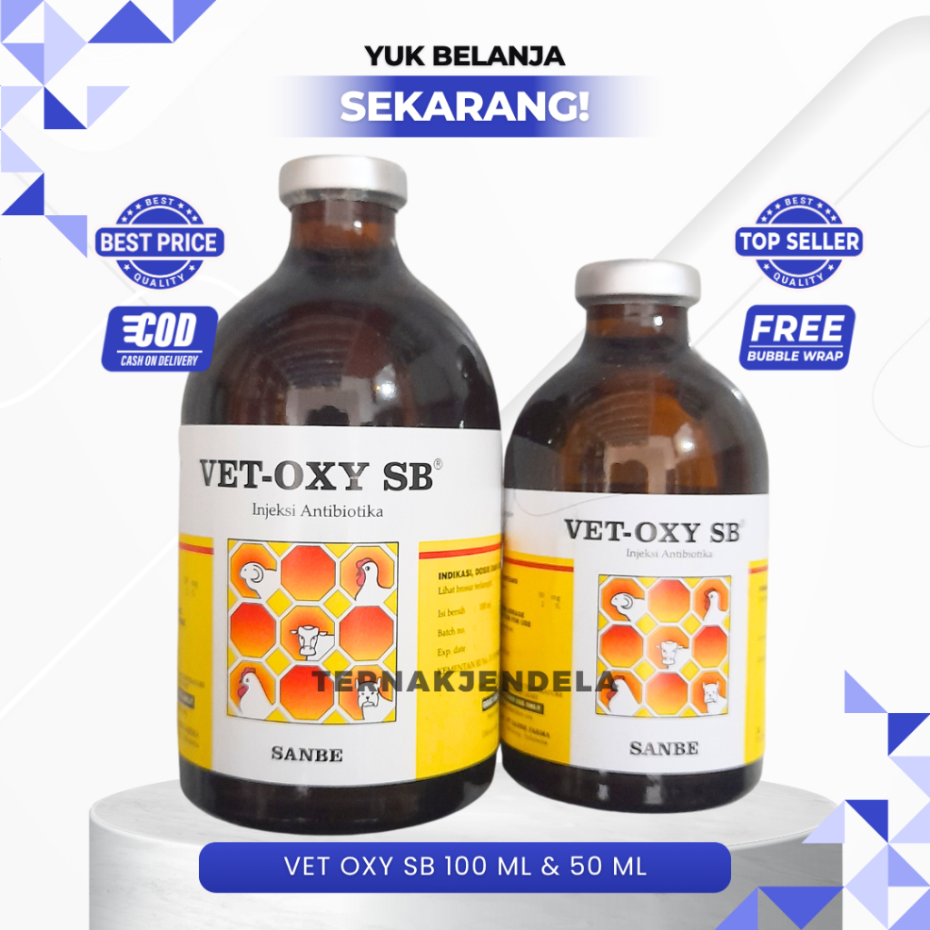 VET OXY SB 100ML & VET OXY SB 50ML SANBE - Obat Antibiotik Anti Infeksi Bakteri Hewan Vetoxy