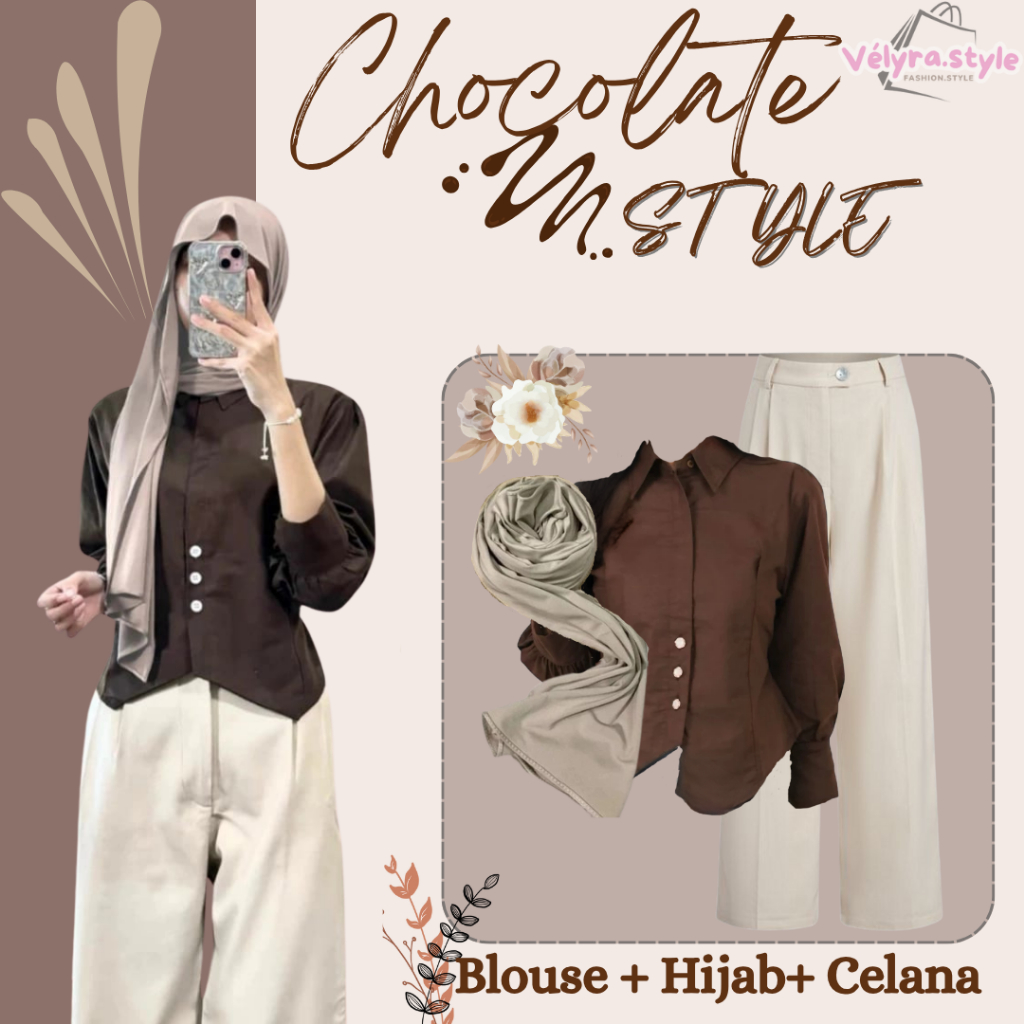 Outfit Kece Style Hijab , OOTD Vintage ( Blouse,Oropanst,PasminaJersey)OOTD Kece Vintage VS2O