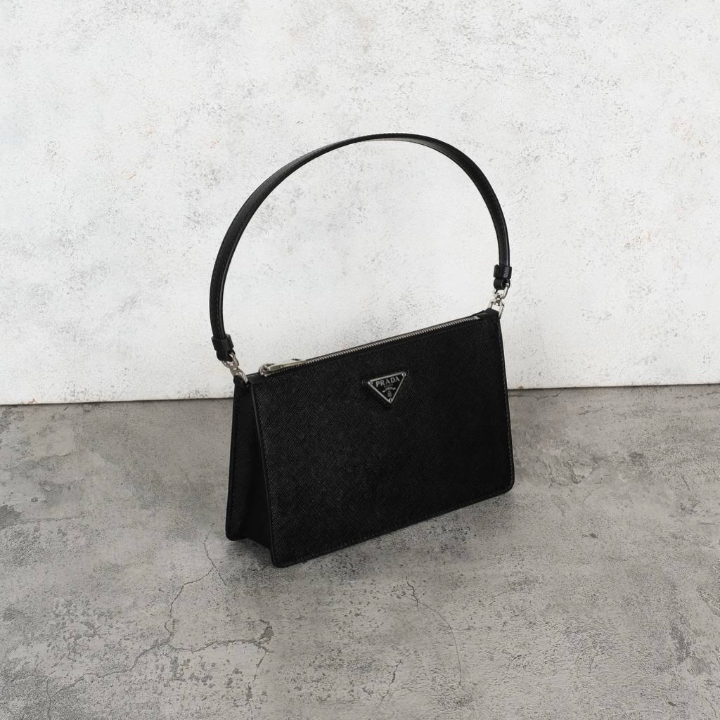 PRADA Triangle Logo Lux Mini Handbag / Shoulder Bag in Saffiano Leather