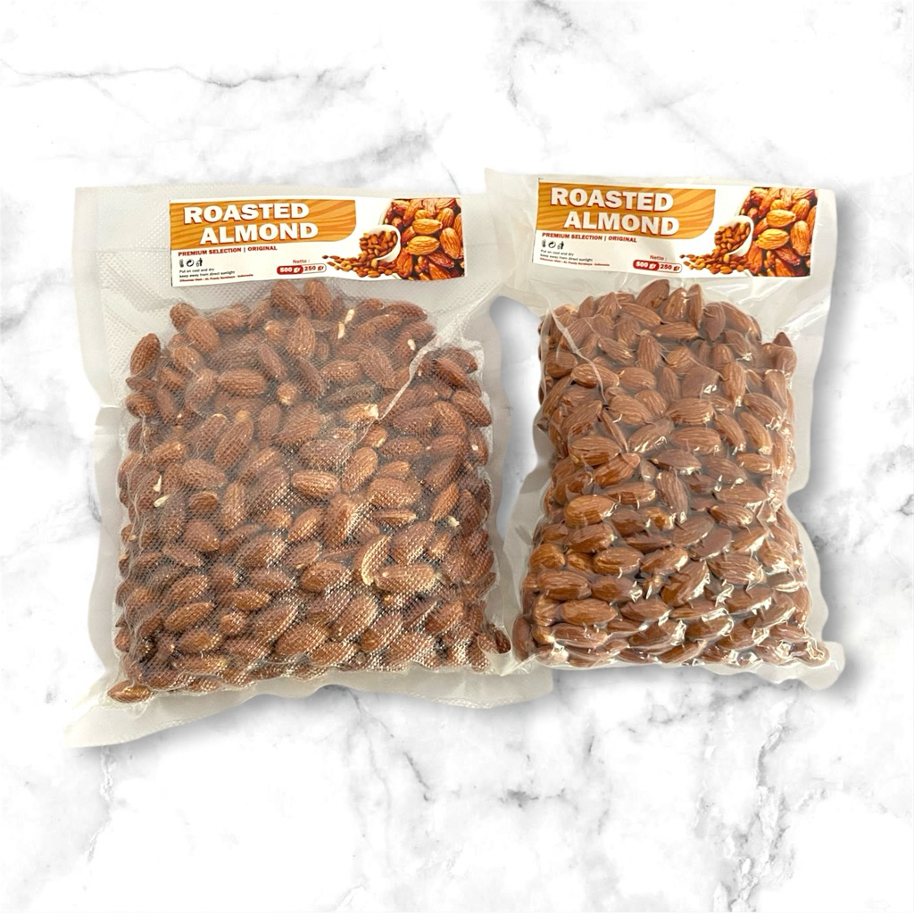 

Natural Roasted Almond (Panggang) 500gr | Kacang Almond Kupas 500gram Kemasan Vakum