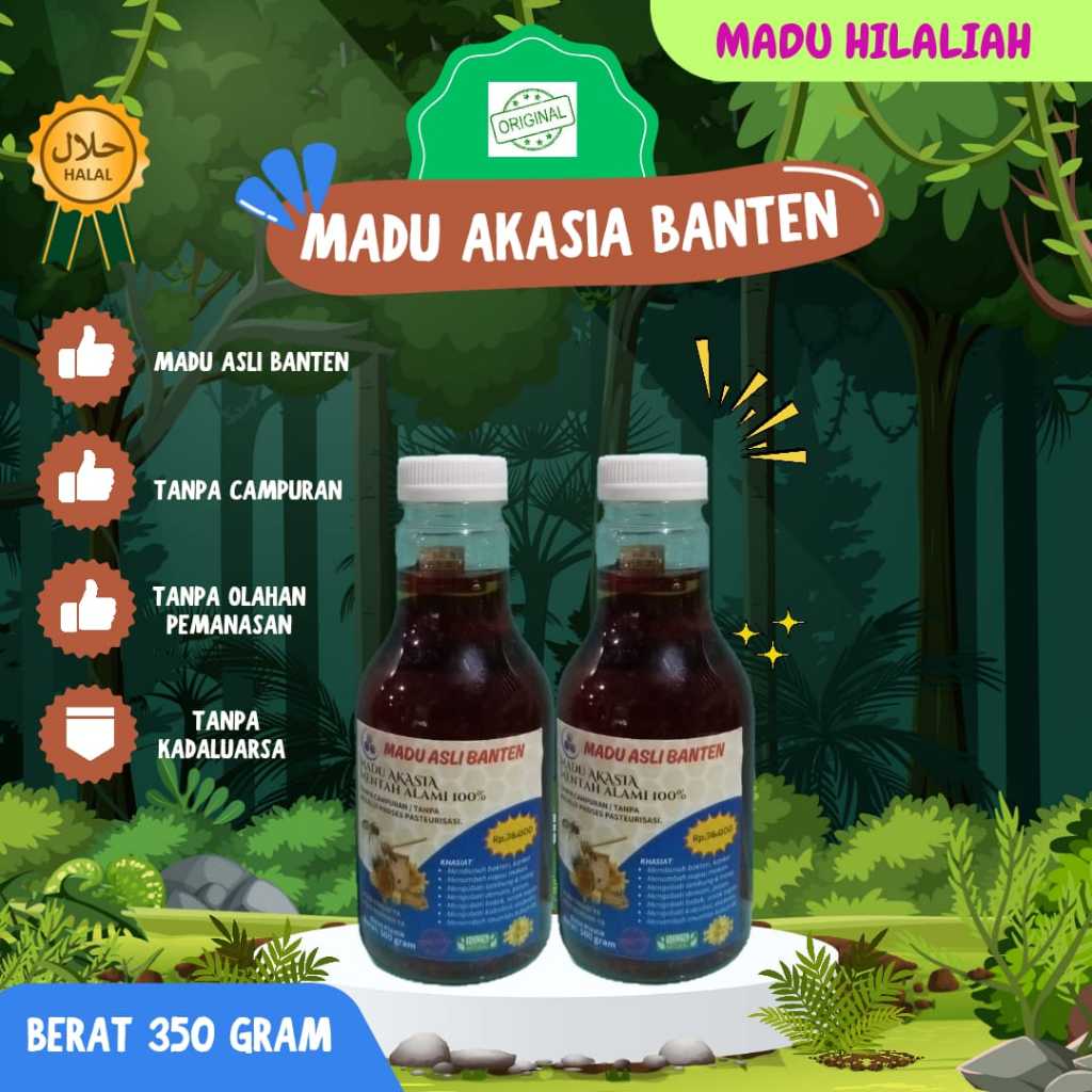 

PROMO: Madu Asli Akasia Banten super premium mentah tanpa campuran alami raw honey (berat 350 gram)