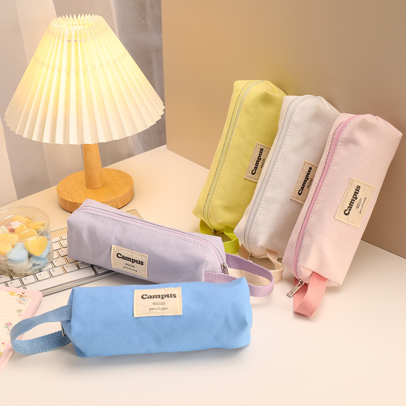 

Tempat Pensil Kanvas Premium Tebal Candy Color | Simpel Handle Pencil Case Unisex | Pouch Organizer Multifungsi