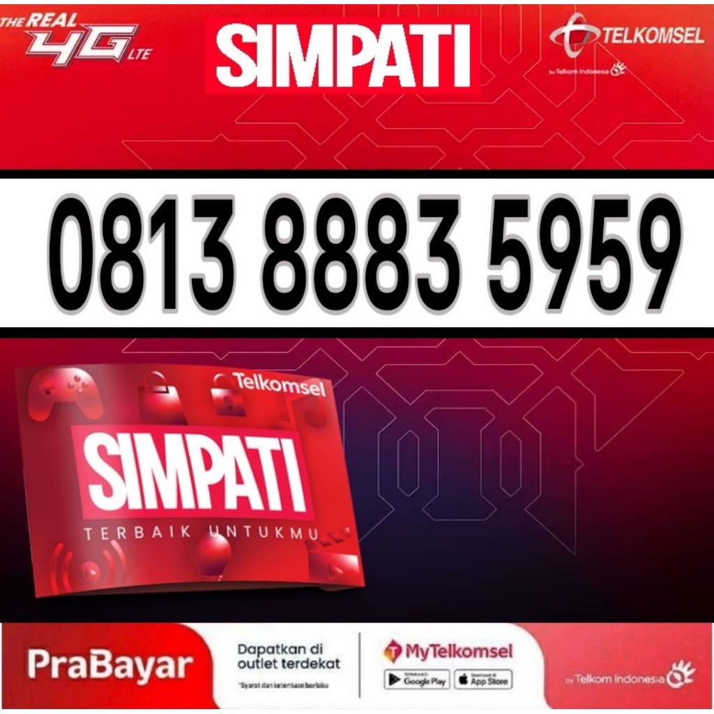 Nomor Cantik Telkomsel Simpati 4G Lte 5959 - O813 8883 5959