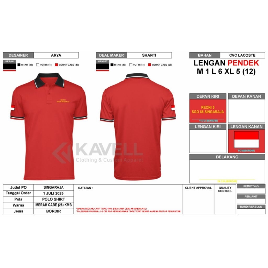 Kaos Polo Merah Kombinasi Lacoste CVC  PO Singaraja