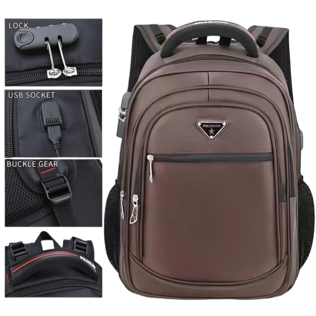 Tas Polo Star Ransel Kerja Tas Sekolah Kunci Usb Port POLO Import 16 In