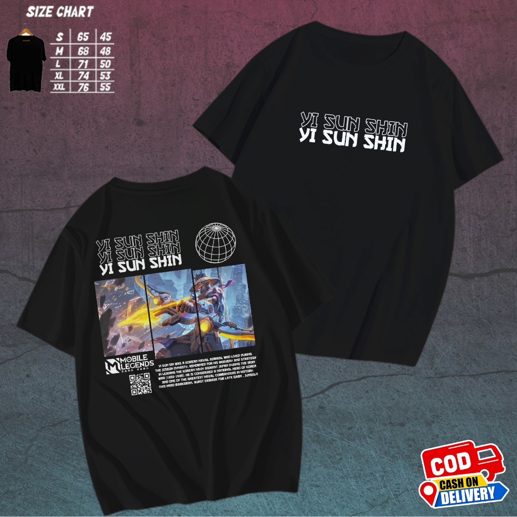 Baju Kaos Distro YIN SUN SHIN MOBILE LEGENDS 24s Sablon DTF Unisex Pria Dan Wanita Size M,L,XL,XLL
