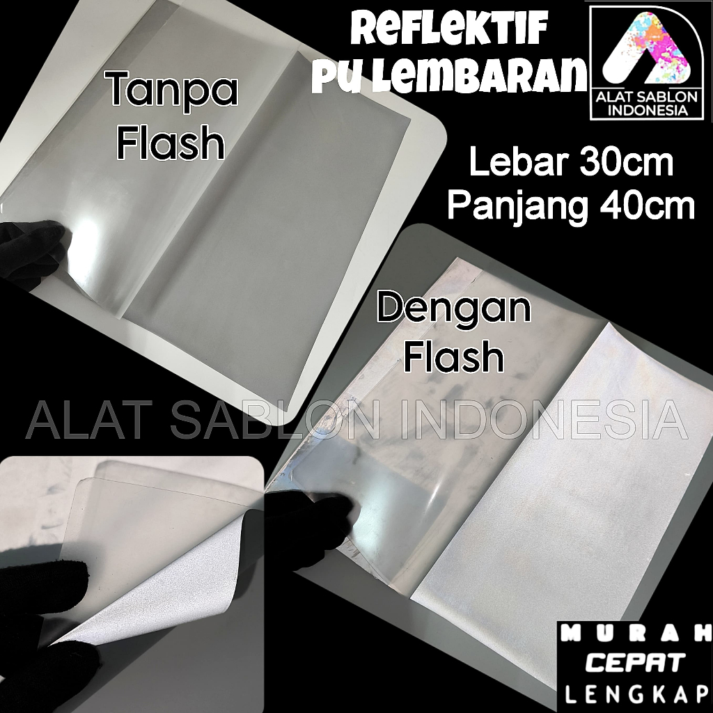 

REFLEKTIF SILVER LEMBARAN PU POLYFLEX KAIN KERTAS 30X40