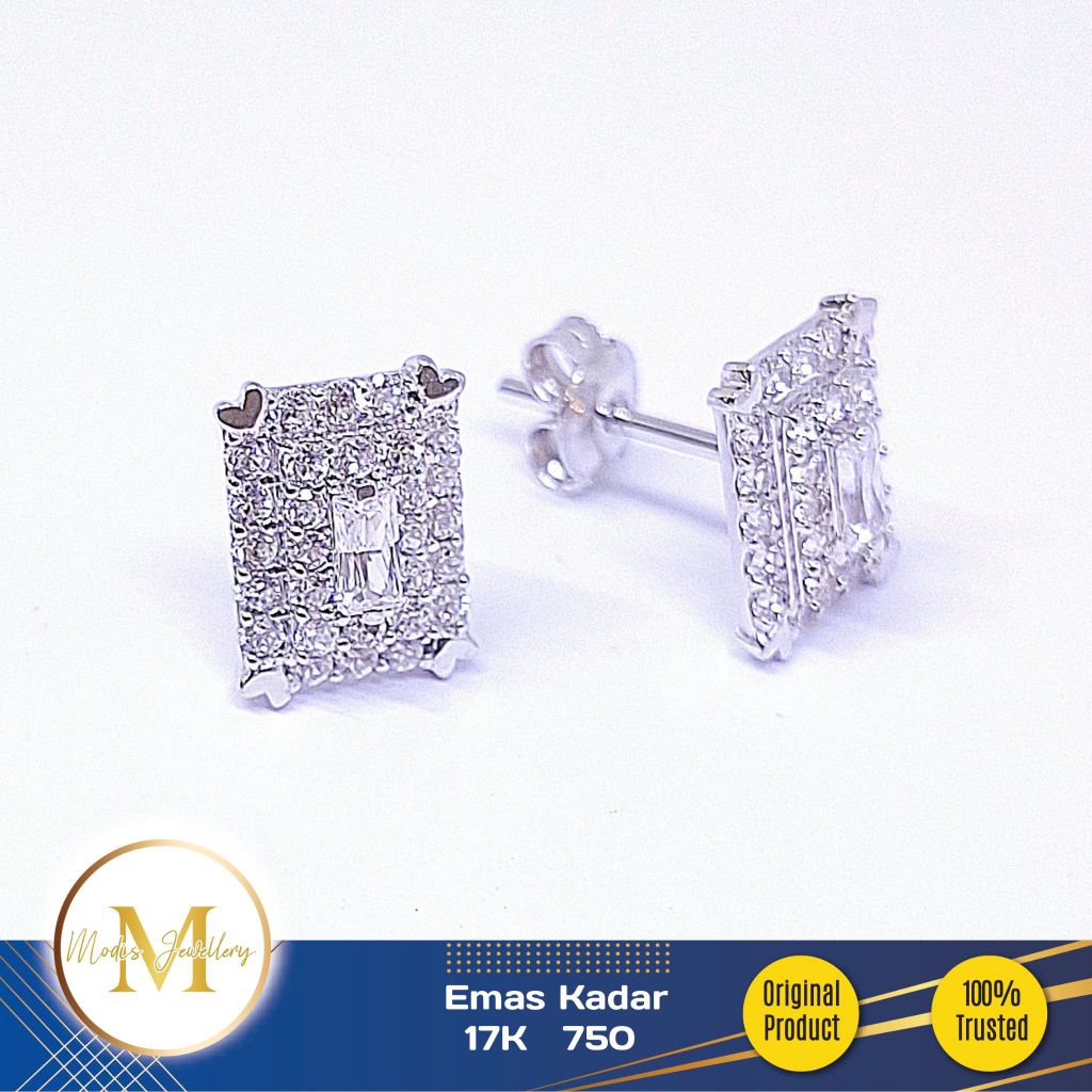 MODIS JEWELLERY - Anting Tusuk Kotak Love Putih - 17k 750
