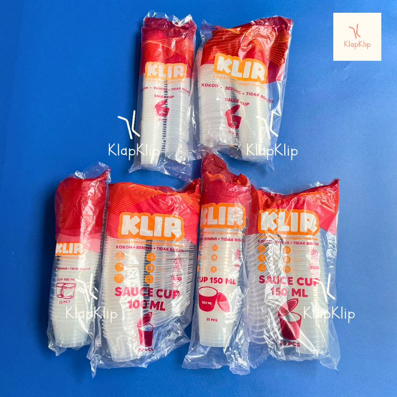 1pack KLIR Cup + Tutup 25ml 35ml 100ml 150ml - Kokoh Bening Tidak Bocor Cup Puding Kecil Bahan PP Sa
