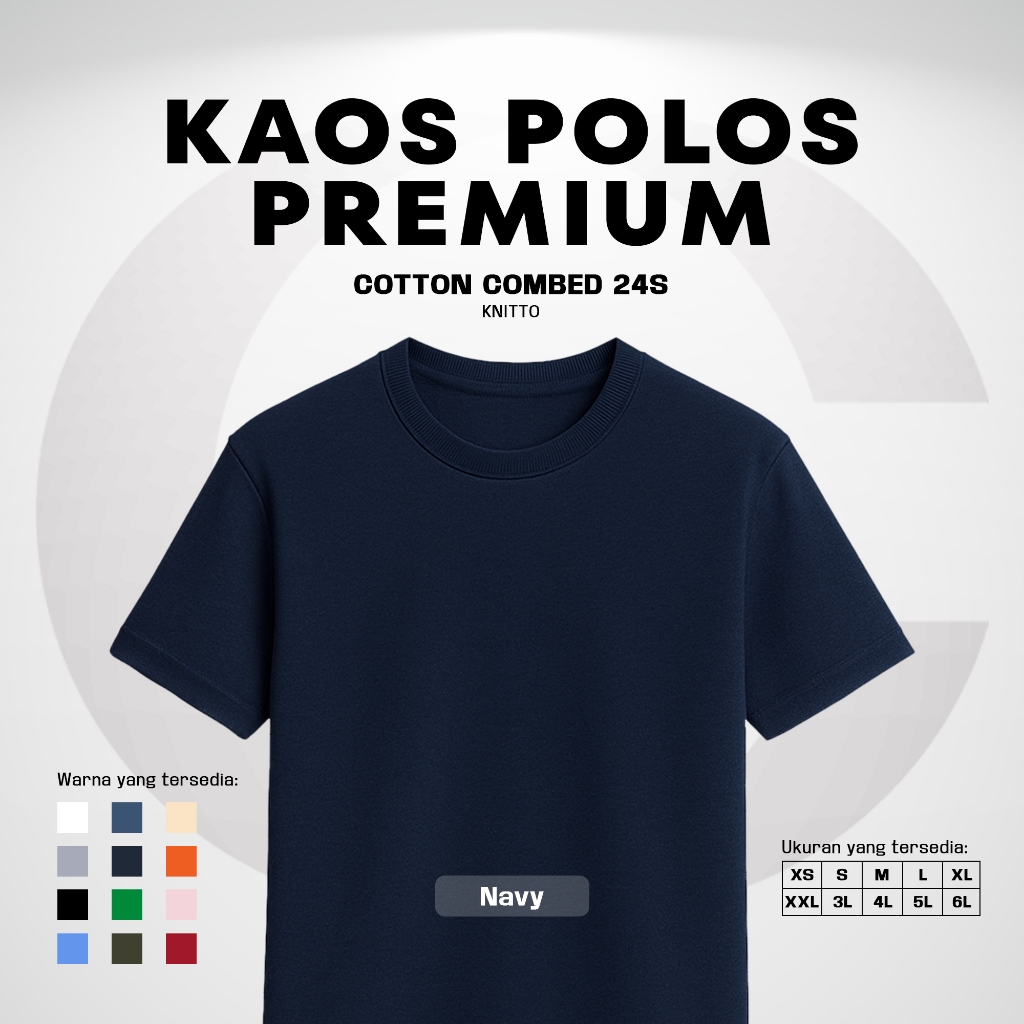 [24S] Kaos Polos Cotton Combed 24S - Navy