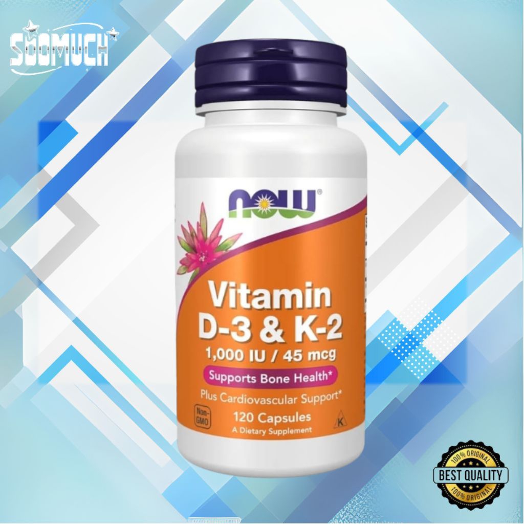 Now Vitamin D-3 1000IU K-2 45mcg K2 / Vitamin D3 K2 120 Capsules