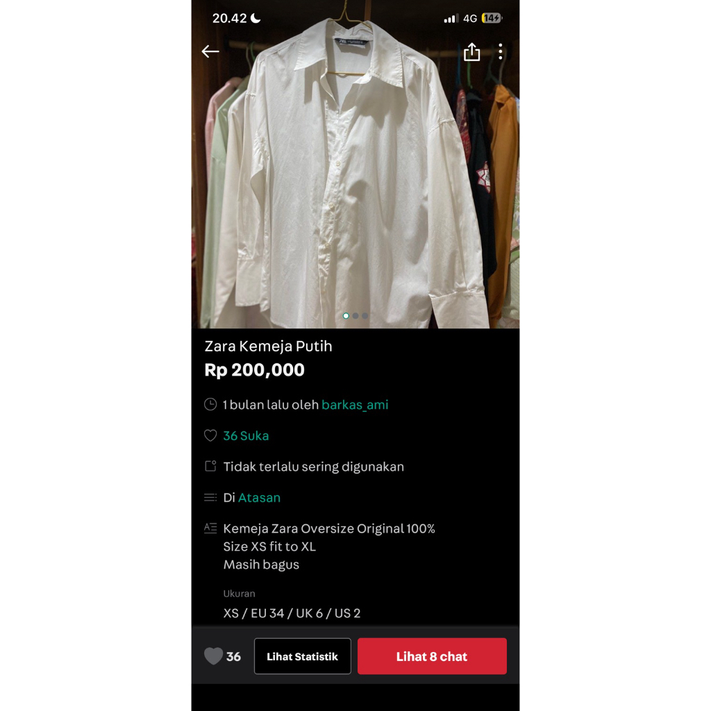 Zara Kemeja Putih Oversize