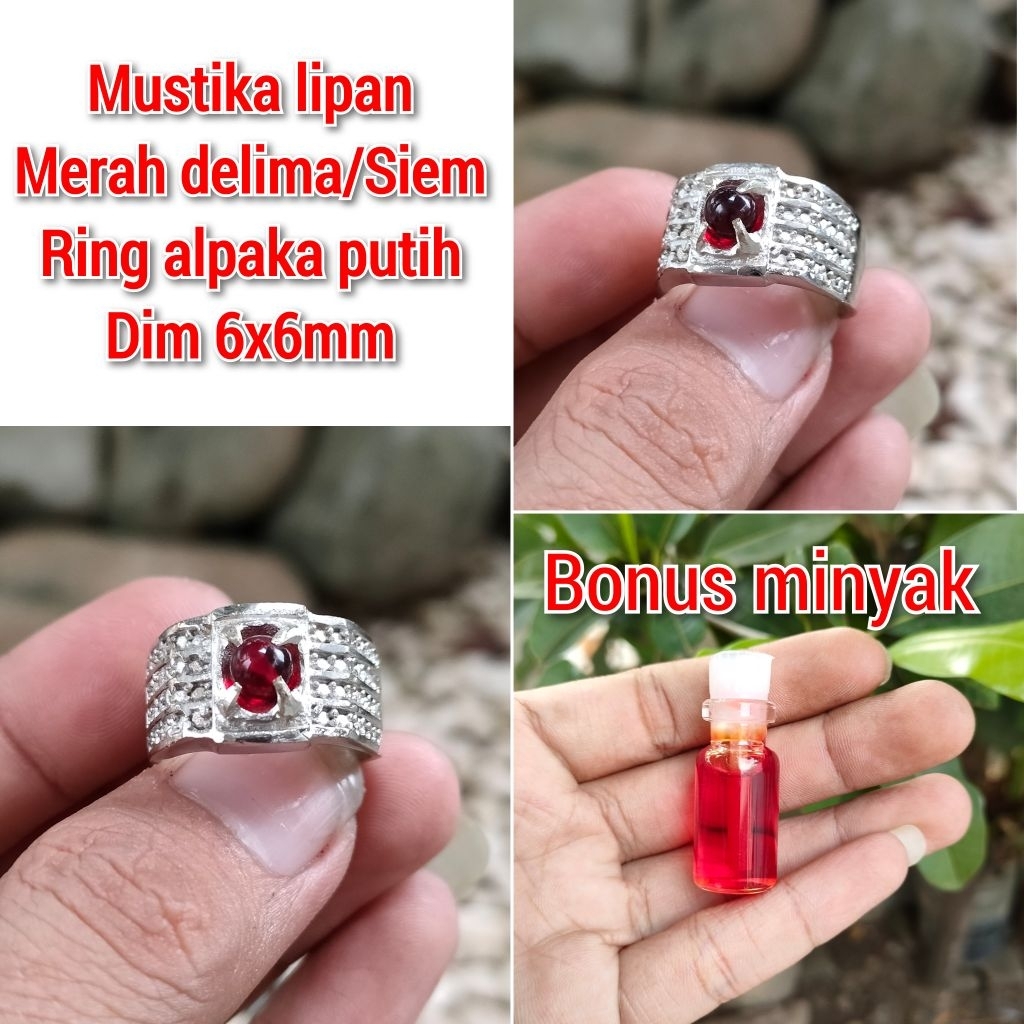 CINCIN PRIA MUSTIKA LIPAN MERAH DELIMA+BONUS MINYAK RING ALPAKA