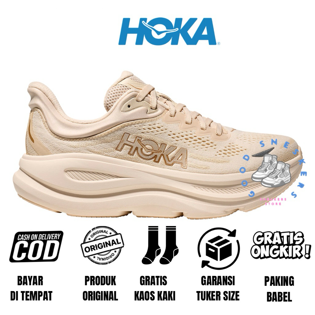 Sepatu Running wanita Hoka Original Hoka Bondi 9 Vanilla Brich