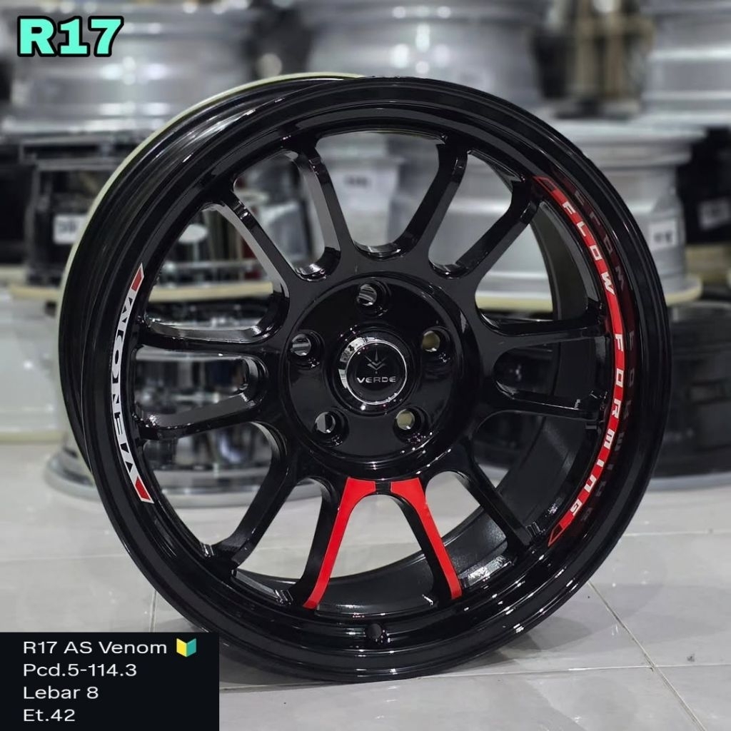 velg racing venom verde ring 17 lebar lebar 8 et42 untuk hrv innova terios xoander ertiga civic