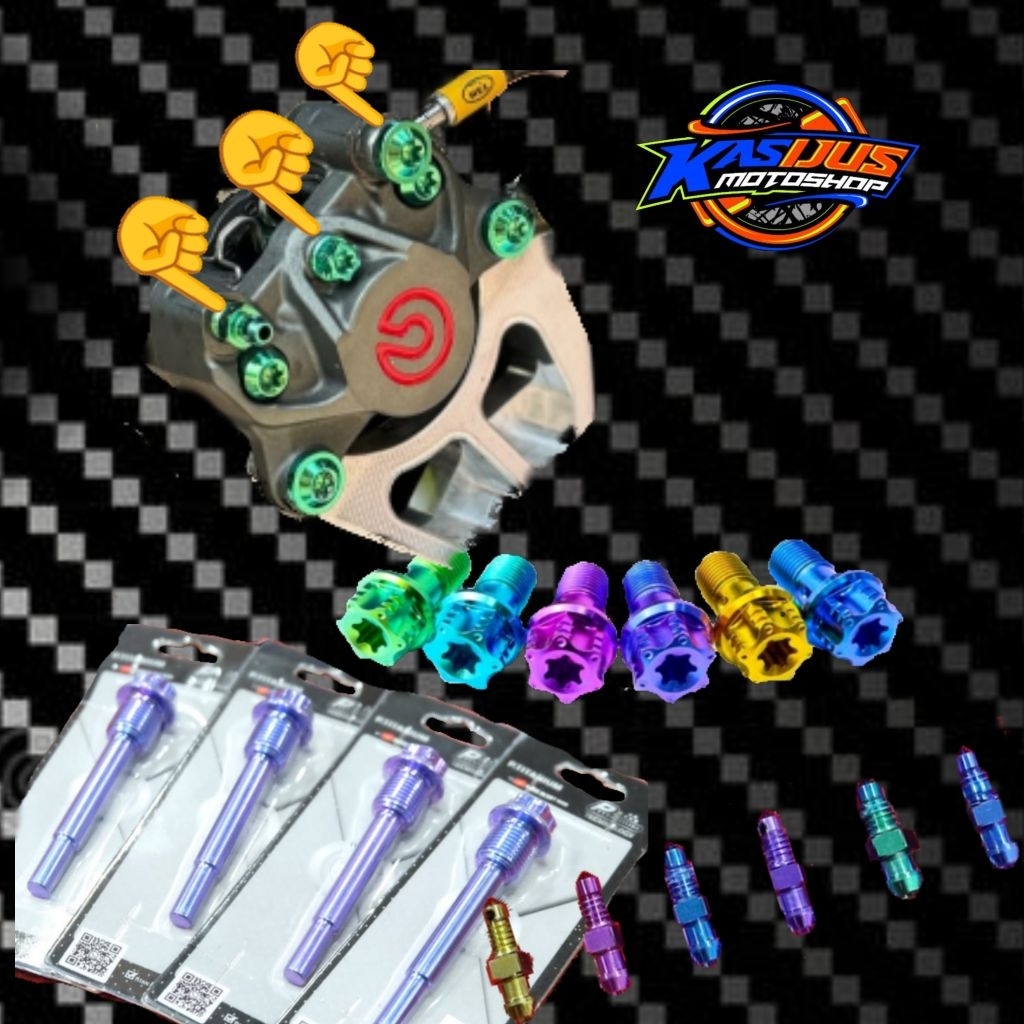 baut kaliper Brembo 2 piston titanium nepel angin tojosan kampas kaliper titanium