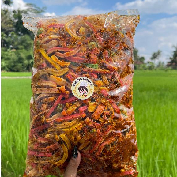 

Cemilan Syakira SEBLAK BETON JAAT 1KG pedas gurih daun jeruk