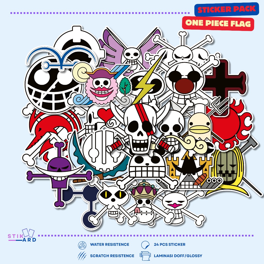 

Stiker Anime One Piece Flag | Sticker Pack Laptop Tumbler Helm Koper - Bahan Vinyl Waterproof