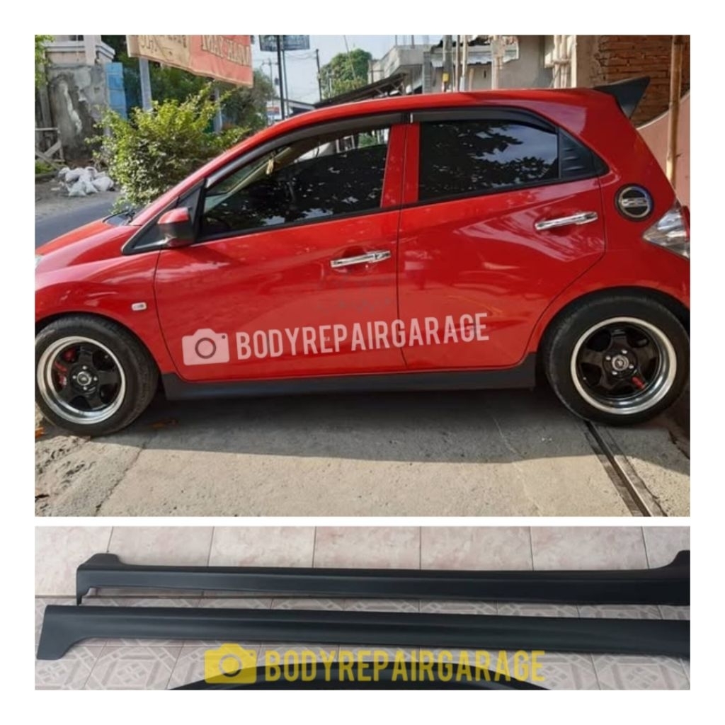 side skirt honda brio old hitam doff