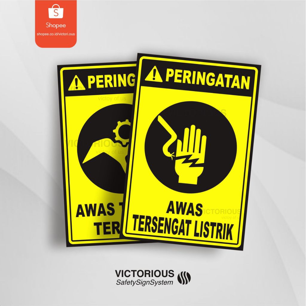 

Sticker Safety K3 Bahaya Mekanis Rambu Peringatan Awas Tersengat Listrik