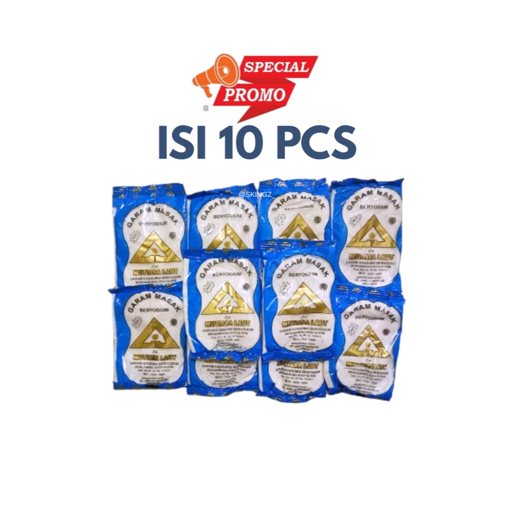 

10 Pcs Garam Masak Garam Dapur Beryodium Cap Mutiara Laut