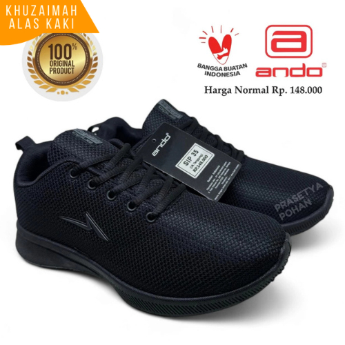 Sepatu Sekolah SD SMP SMA Original ANDO - Sepatu Anak Laki dan Perempuan SD SMP SMA ANDO HITAM 33-43