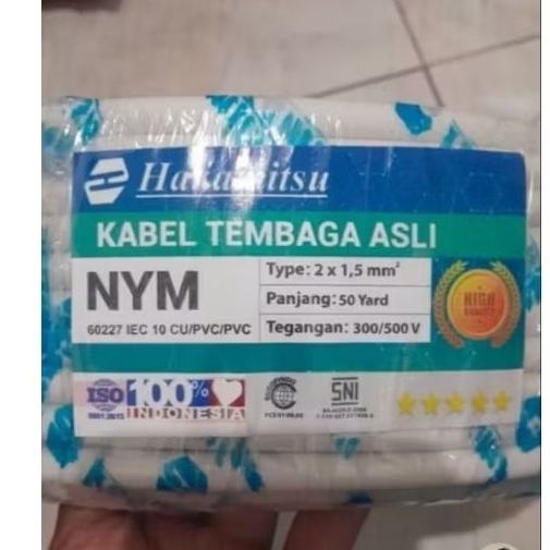 KABEL NYM 2X1,5 HAKAMITSU 50 YARD SNI