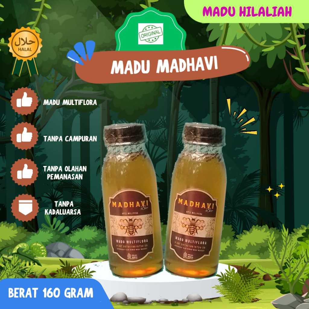 

PROMO: Madu Madhavi Madu Multiflora Madu Asli Original Tanpa Campuran (berat 160 gram)