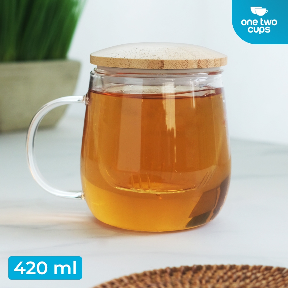 Cangkir Teh Saringan Kaca Tahan Panas Infuser Mug