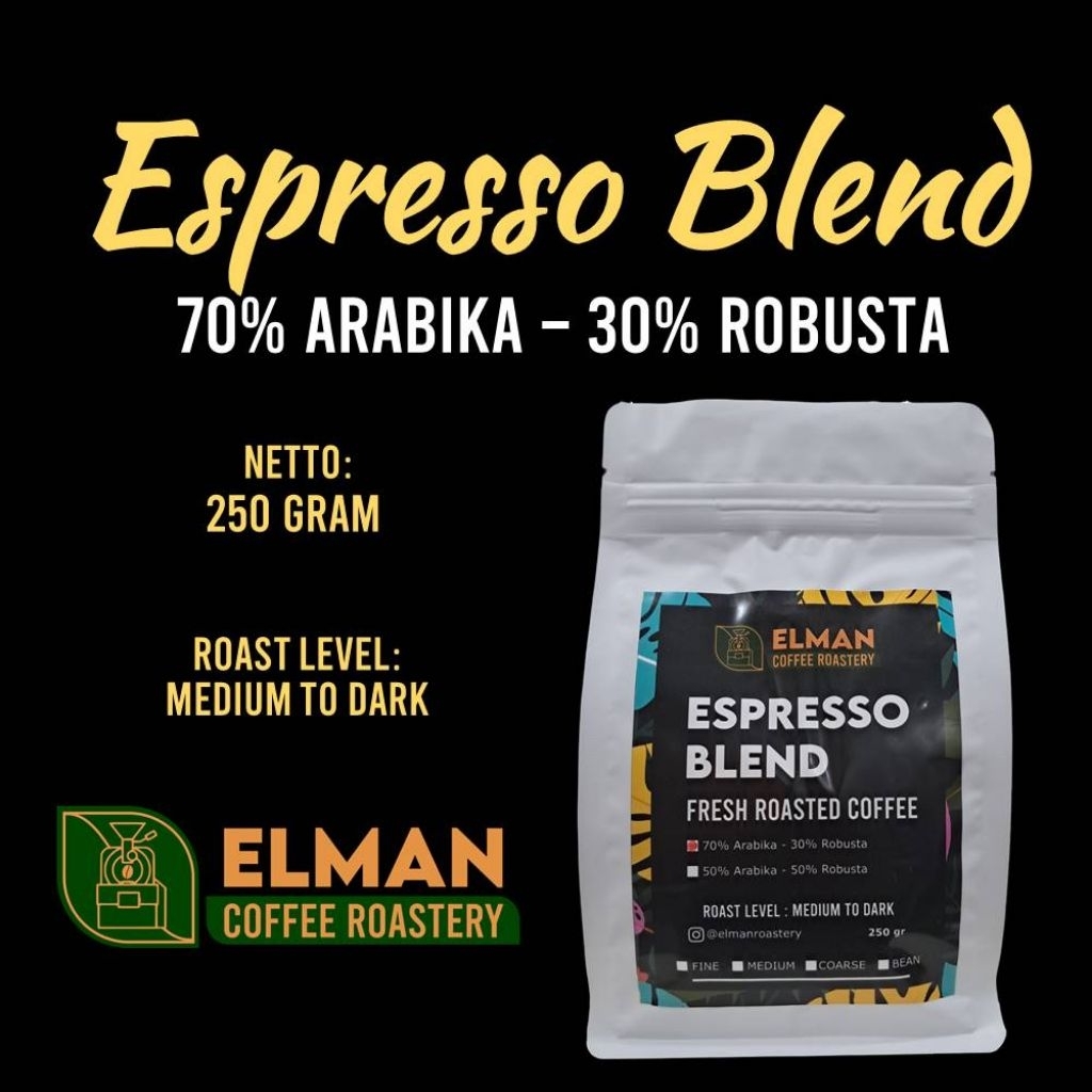 

Espresso Blend 250gr | 70% Arabika 30% Robusta | Whole Bean / Giling Halus