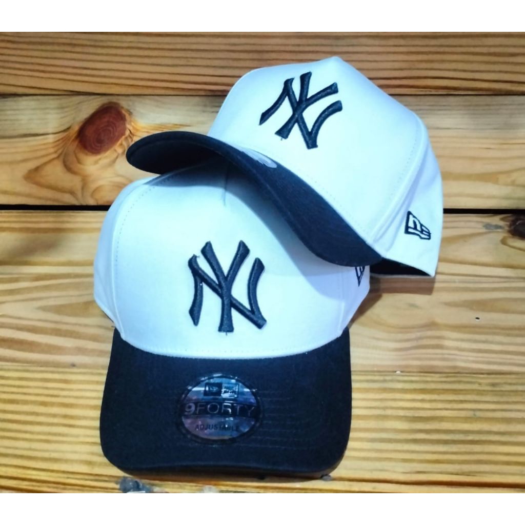 Topi Baseball Premium Kombinasi Hitam Putih Bordir NY Hitam Pria Wanita COD