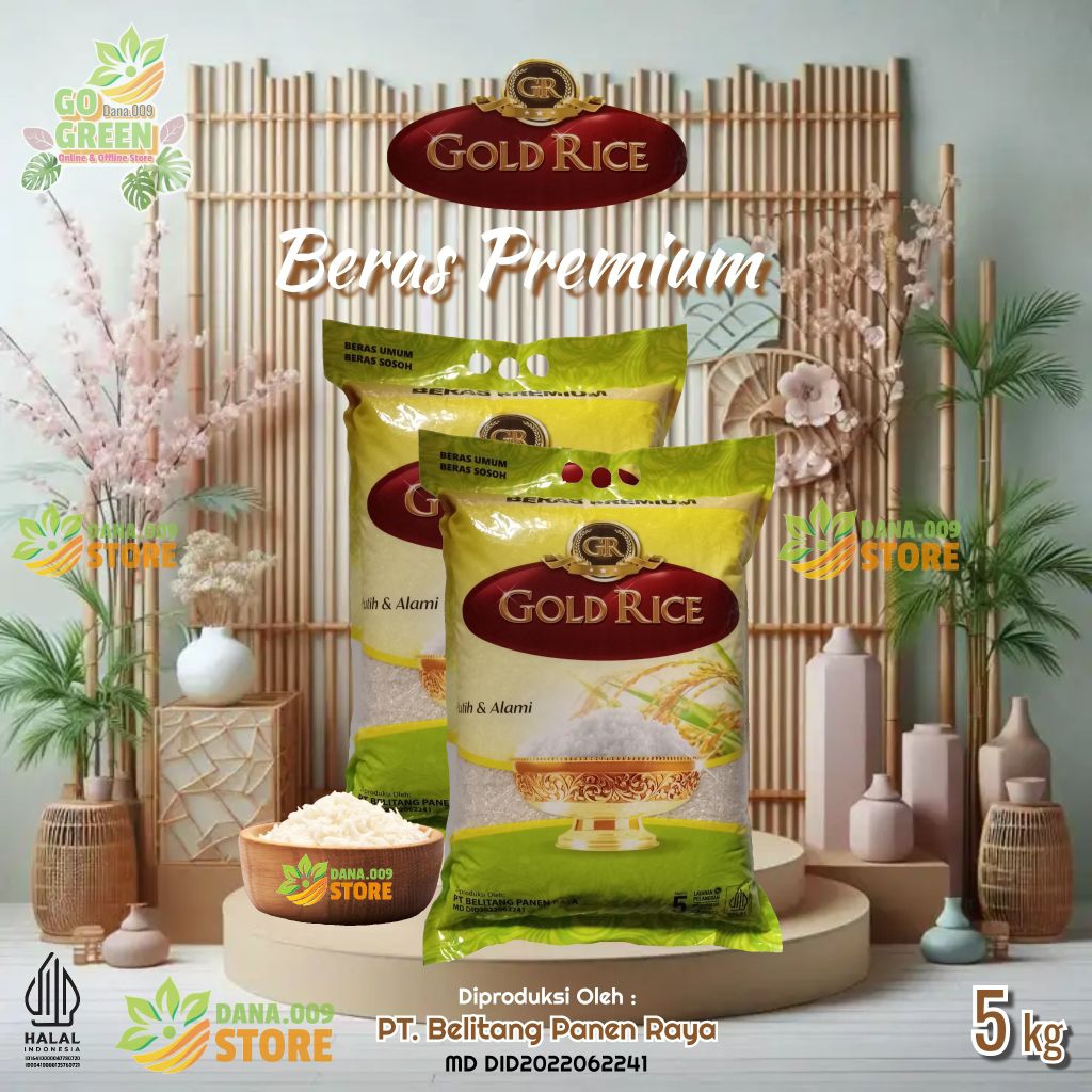 

[ Beras GOLD RICE | Beras Putih Premium | Kemasan 5 Kg | 1 Pcs ]