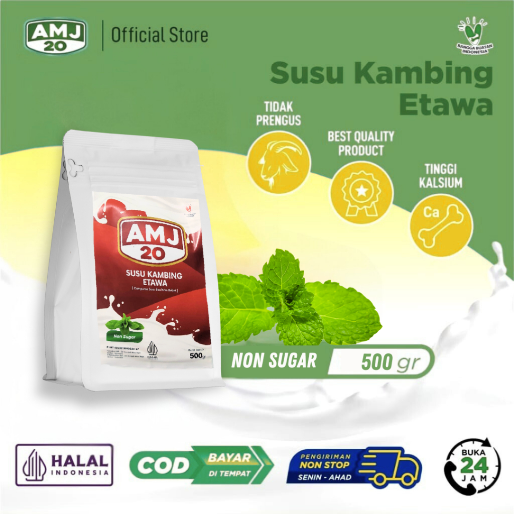 

Susu Kambing Etawa bubuk AMJ20 - Rasa Tawar Non sugar Aman untuk Penderita Diabetes - 500gr