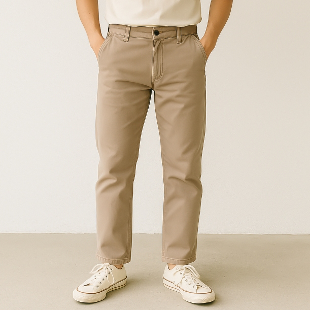 Celana Panjang Pria Original  Rolun Karet Zipper Coklat