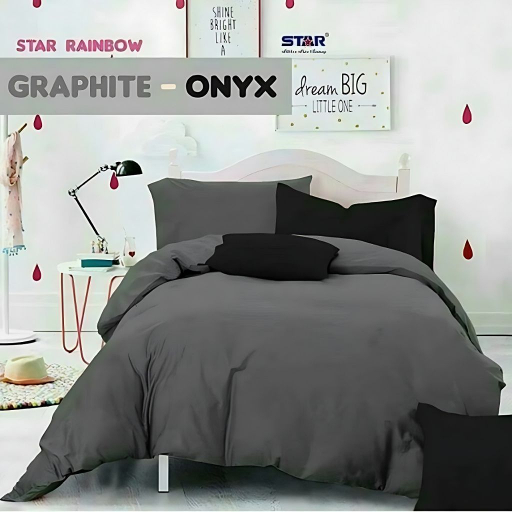 Sprei Set Katun STAR Polos Graphite