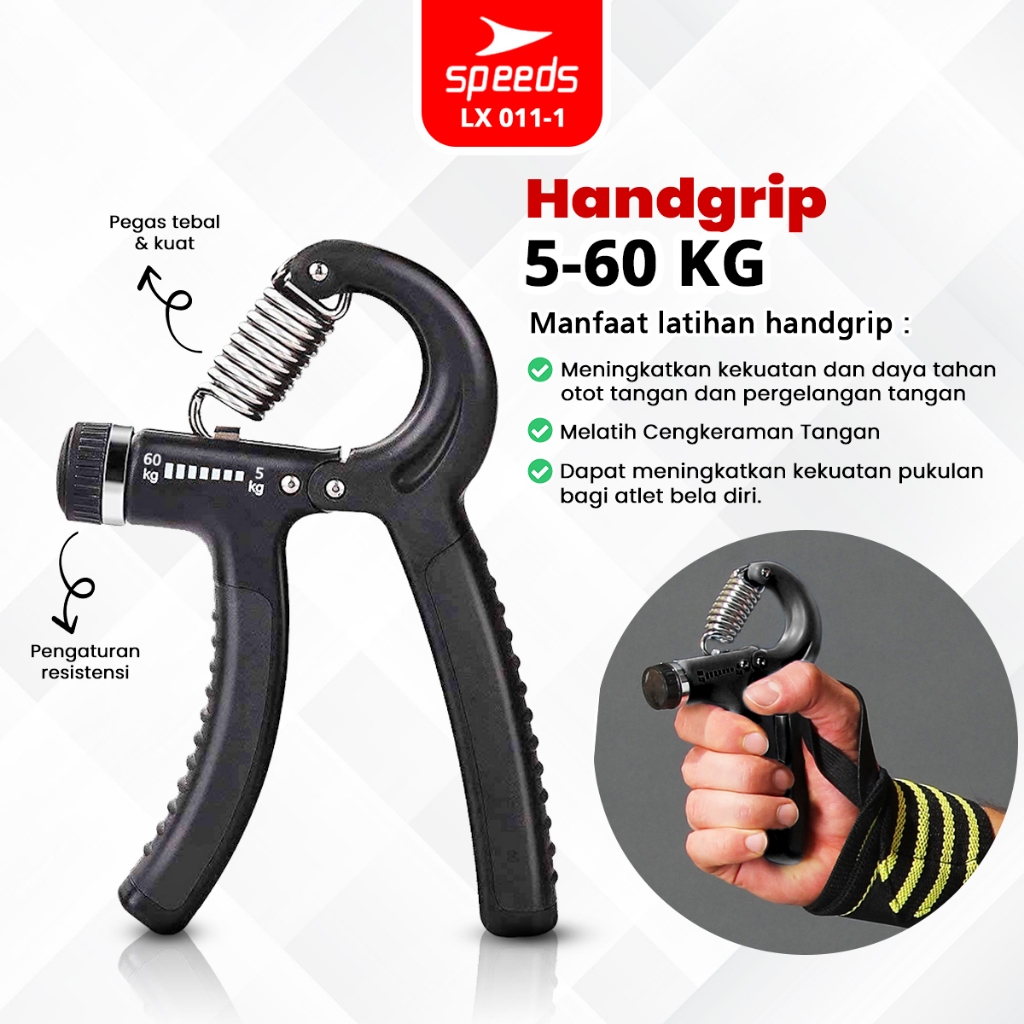 SPEEDS Handgrip Hand Grip 10-60 kg Handgrip Adjustable Alat fitness bantu Otot Tangan lengan Portabl
