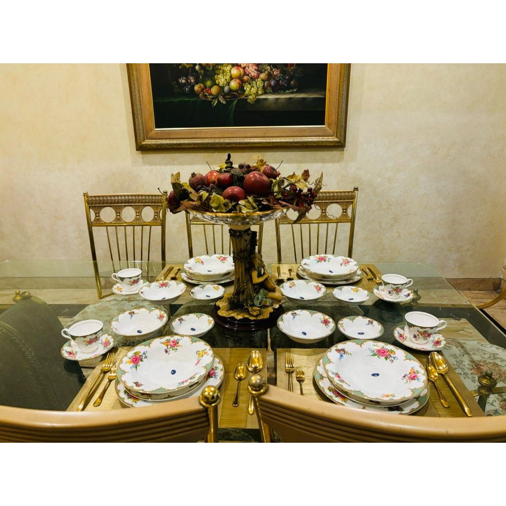 Dinner Set Aynsley England Wilton Green Mewah Cantik Piring Makan Set