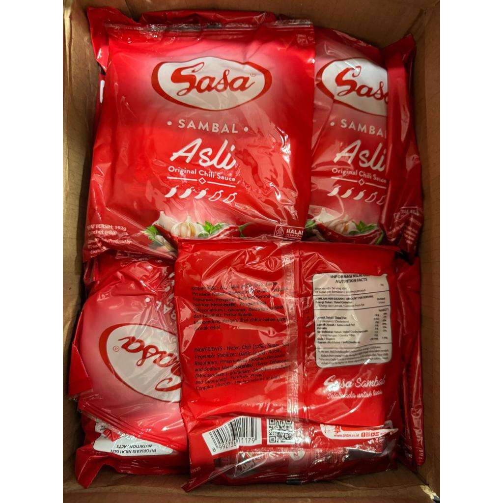 

Sasa sambal Asli sachet 8g @ 40pak x 24sachet=960 sachet / 1 dus