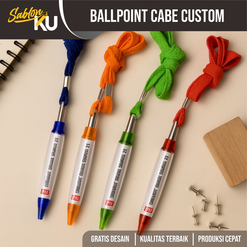 

Pulpen ballpoint pen pena bolpen cabe model tali custom desain souvenir murah