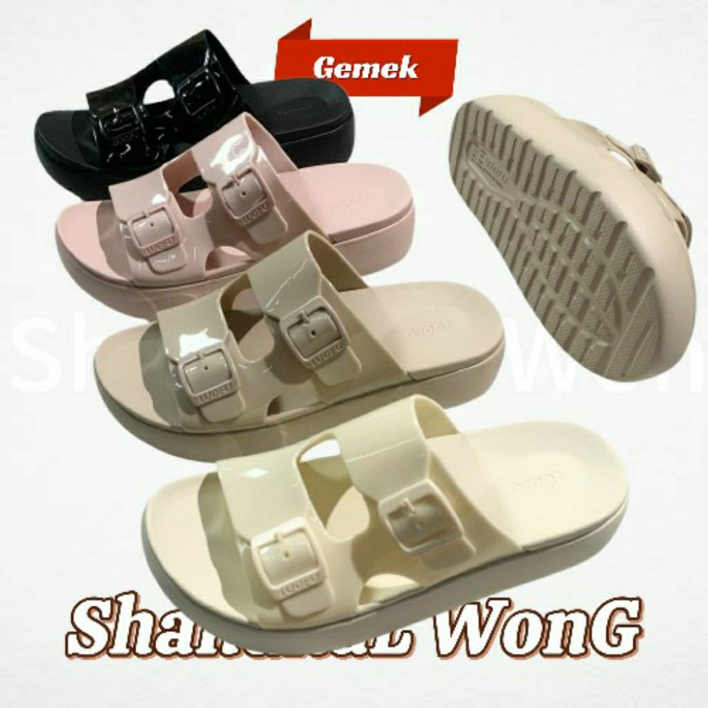 Sandal Selop Luofu Ban  2 Gesper Tinggi