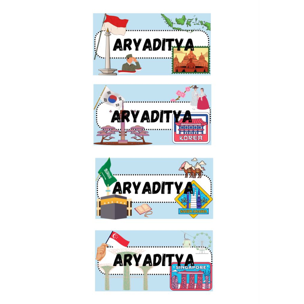 

Sticker buku anak motif negara2