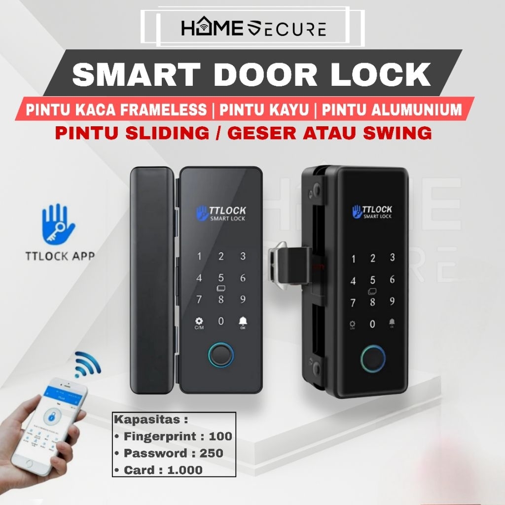 Smart door lock HS-TTLOCK smartlock untuk pintu geser Kunci pintu digital untuk pintu kaca sliding p