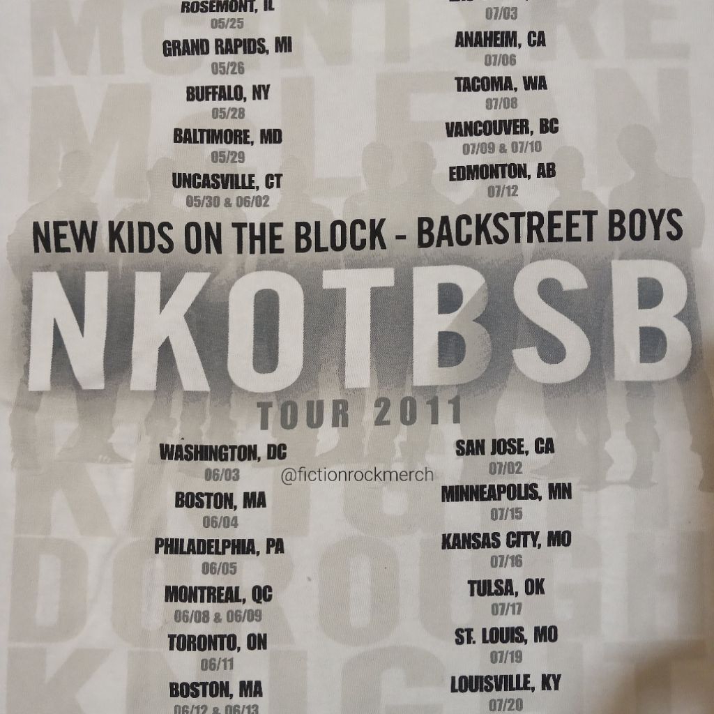 Kaos Musik NEW KIDS ON THE BLOCK import origjnal Size LARGE - Last Names NOS ANVIL