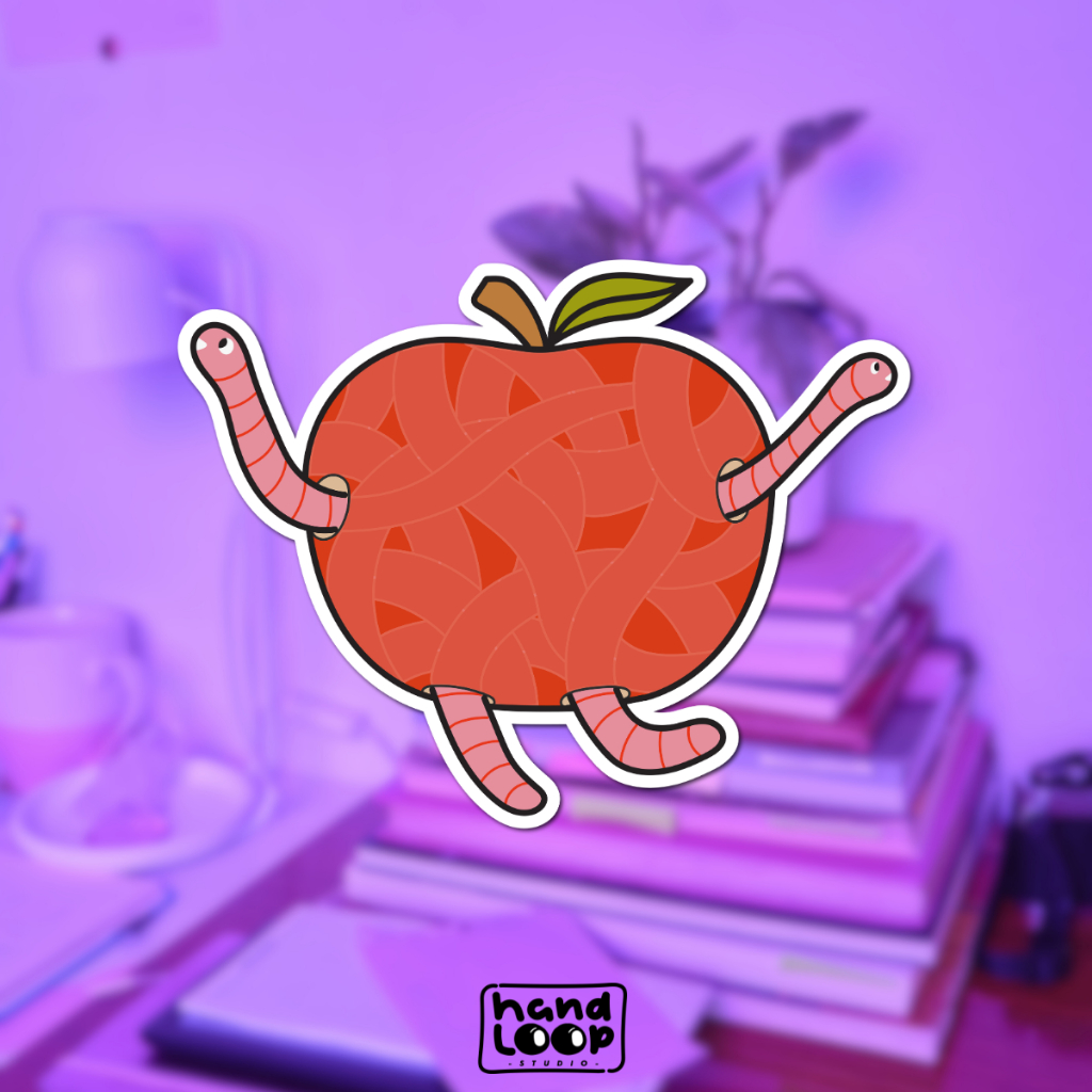 

Sticker Apple Worm | Sticker Vinyl Waterproof Outdoor