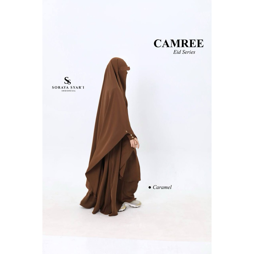SORAYA SYAR’I INDONESIA - (Abaya & Kemko) - ABAYA CAMREE & KEMKO CAM - CARAMEL - KAIN BURUJ Anti UV 