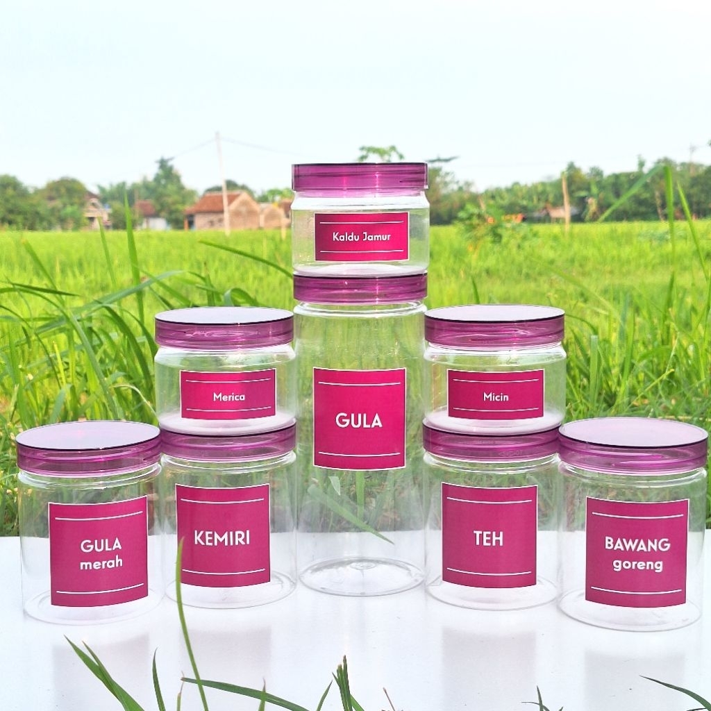 PAKET HEMAT SET ISI 8 PCS (330ML 3 PCS + 650ML 4 PCS + 1200ML 1 PCS) Toples Bumbu Dapur Warna Ungu L