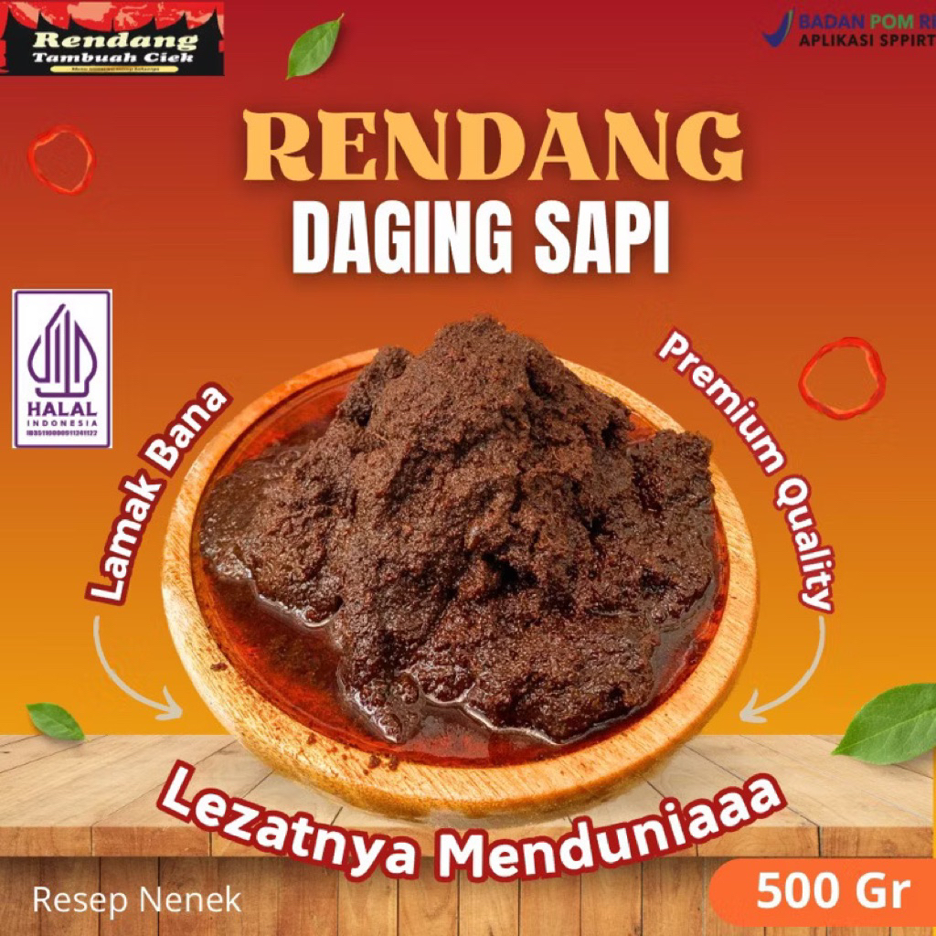 

Rendang Padang Asli Premium Daging Sapi 500gr - Rendang Tambuah Ciek - Best Seller