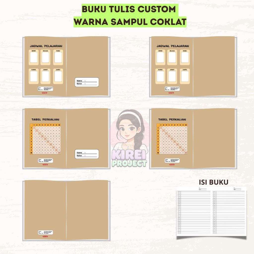 

Buku Tulis Custom Tema Warna Sampul Coklat 38 Lembar By Kirei Project