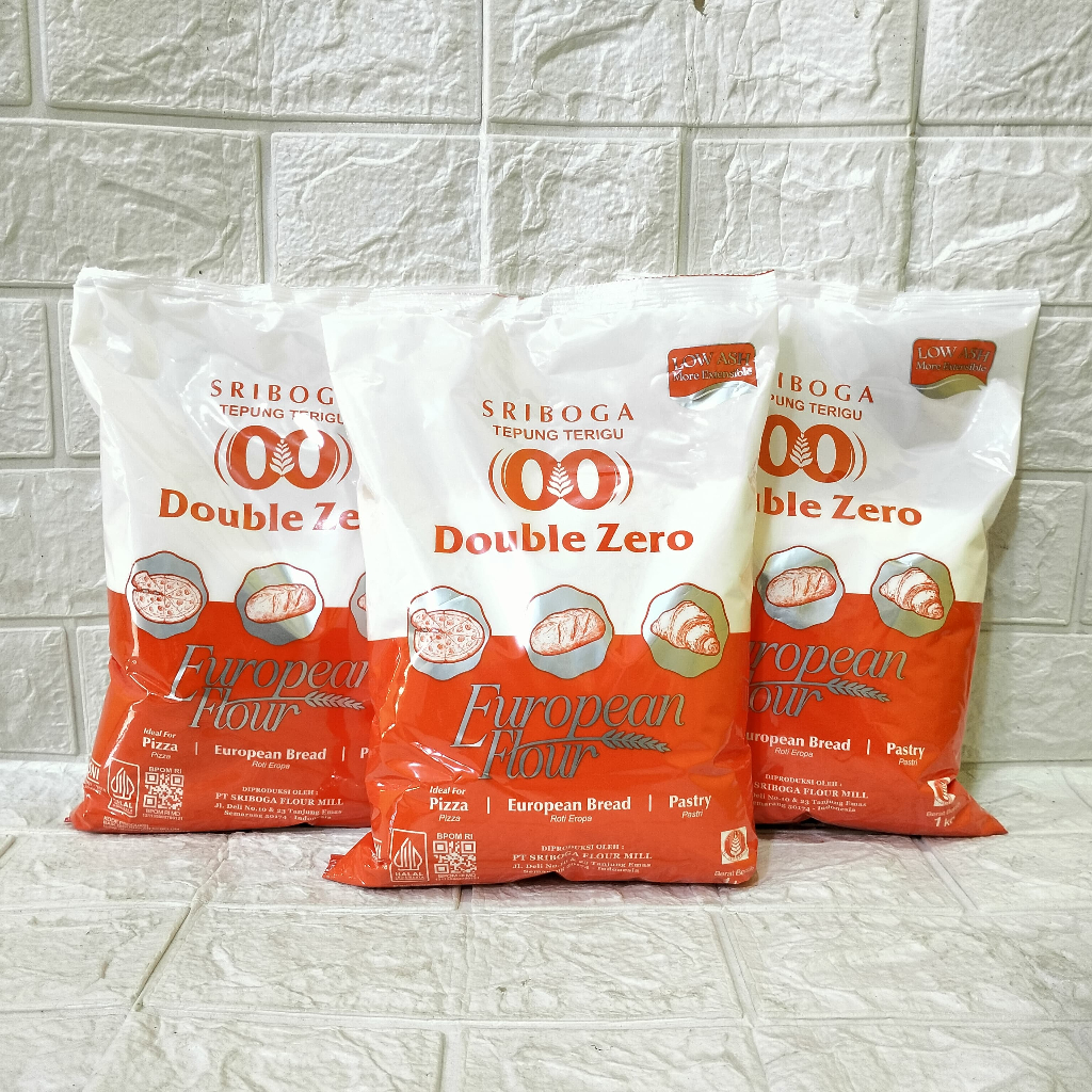 

Double Zero OO Sriboga tepung terigu 1 Kg Halal Free Bubble Wrap dan Dus Tebal
